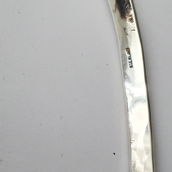 Sterling Silver 925 Solid Sterling Heavy V Neck Cuff Necklace - Picture 8 of 11